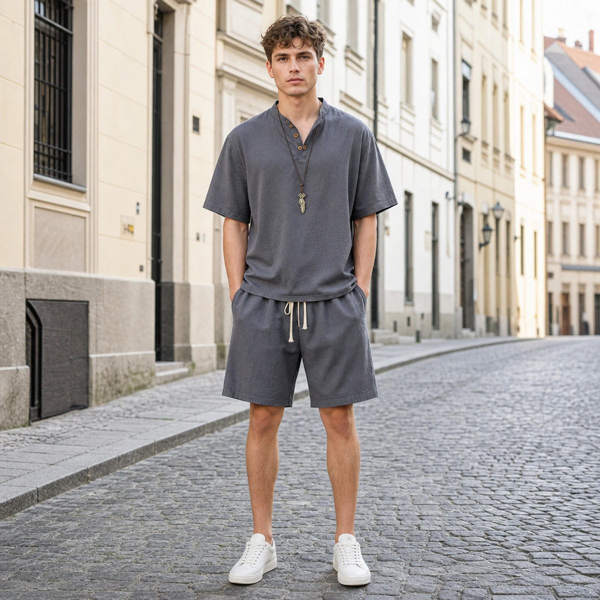 🔥【M-5XL】【Góra + Spodnie】Nowy, modny męski komplet dresowy na co dzień✅Luźny✅Wygodny✅Oddychający