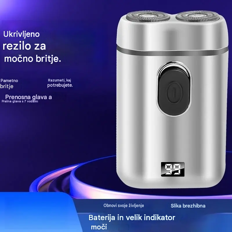 🧡【Zadnji dan, pol cene】Mini prenosni električni brivnik z magnetnimi vodoodpornimi dvojnimi rezili