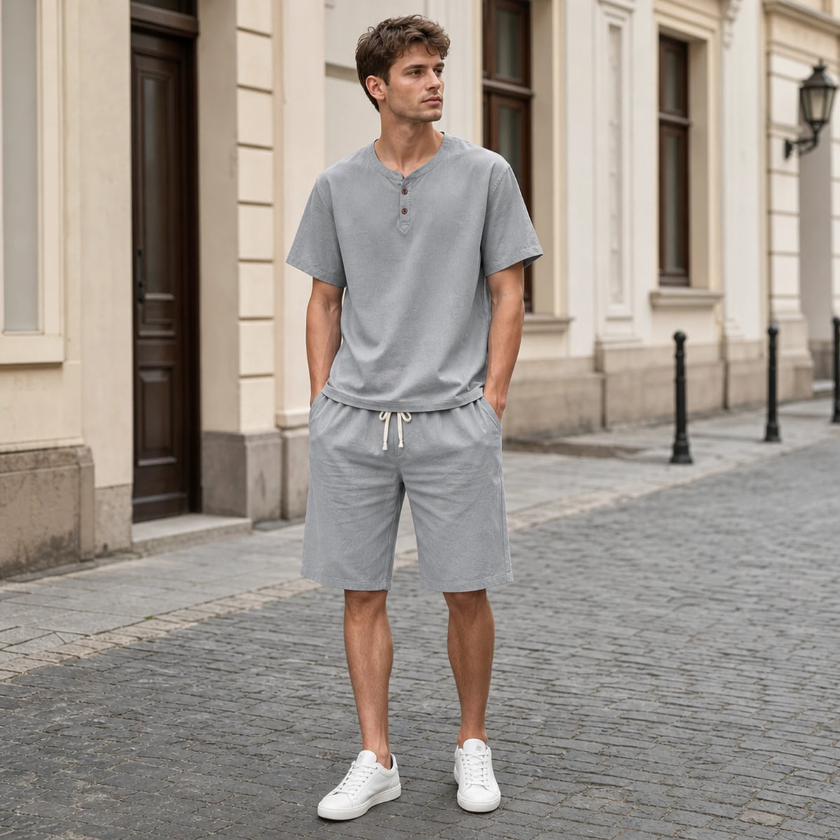 🔥【M-5XL】【Góra + Spodnie】Nowy, modny męski komplet dresowy na co dzień✅Luźny✅Wygodny✅Oddychający