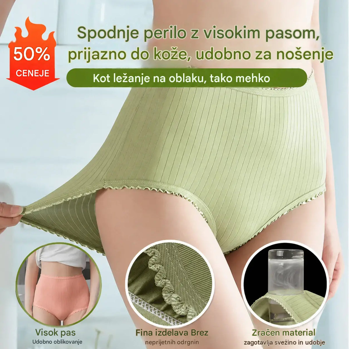 💖(8 kosov) Zadnji dan s 50% popustom: Vodoodporne antibakterijske hlačke z visokim pasom