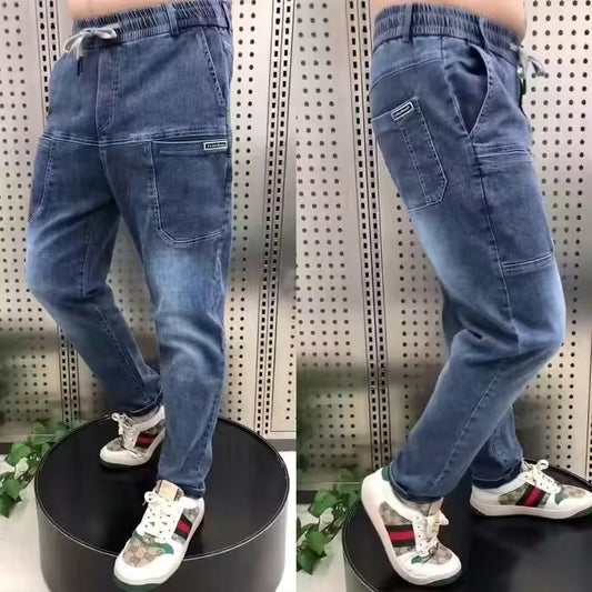 【S-5XL】Męskie jeansy elastyczne plus size z dodatkowymi kieszeniami