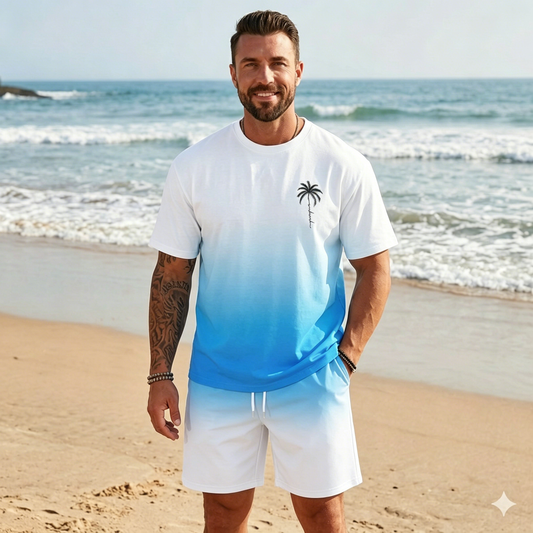 🌴【S-5XL】 Nov moderen moški poletni komplet s potiskano majico in kratkimi hlačami; ohlapen, ležeren kroj.