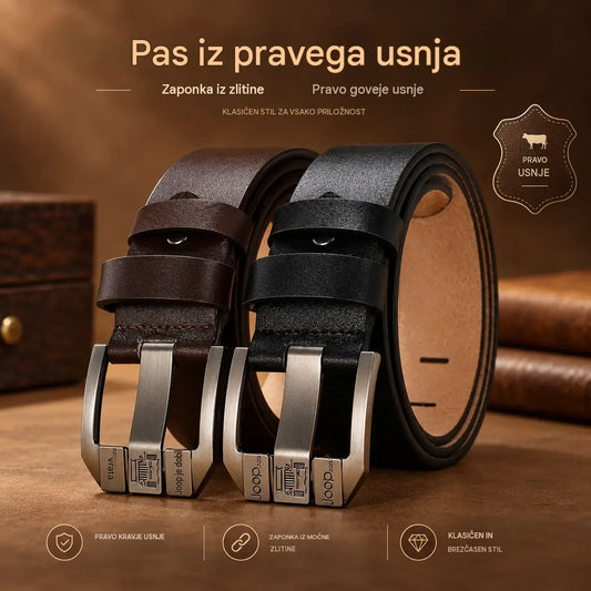 ✨👔Kakovosten moški pas v vintage slogu, izdelan iz enojne plasti govejega usnja – trpežen in vzdržljiv👍