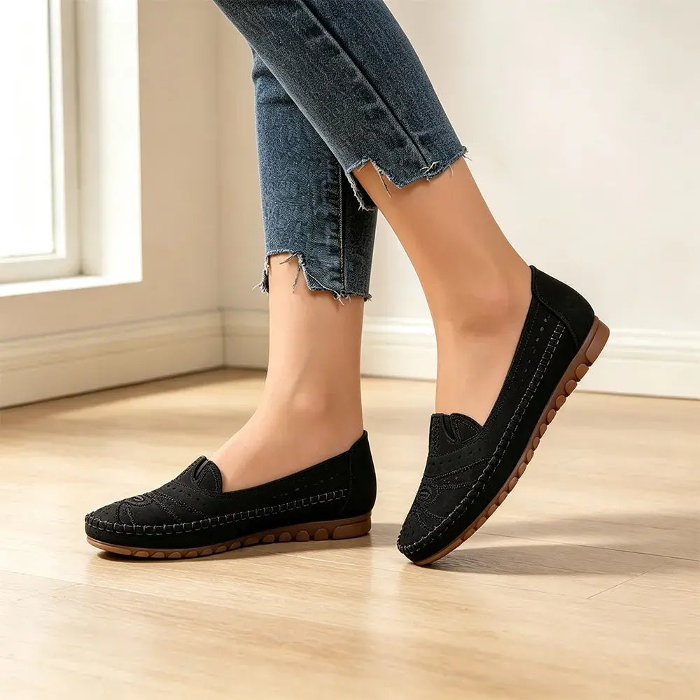 😍【36-43】Retro stil, perforirane balerinke za prosti čas｜Mehak podplat, udobje za vsak dan｜Razširljive, večje velikosti