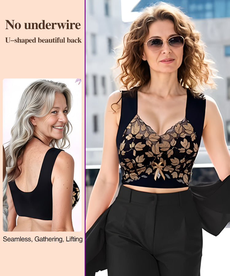 💌🌈【3 sztuki】【M-4XL】Luksusowy, piękny i seksowny koronkowy biustonosz bez fiszbin w dużych rozmiarach, zapinany z tyłu