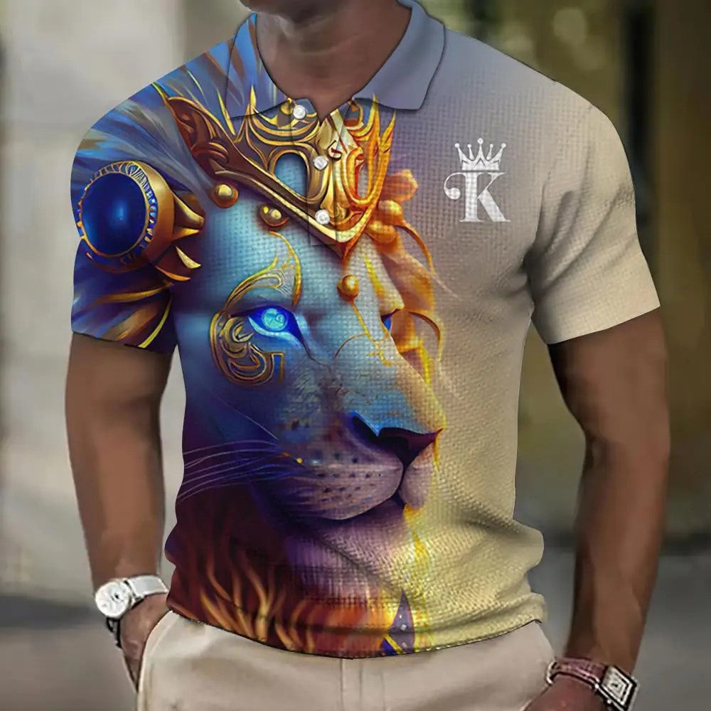 【S-6XL】Moška polo majica s 3D potiskom leva