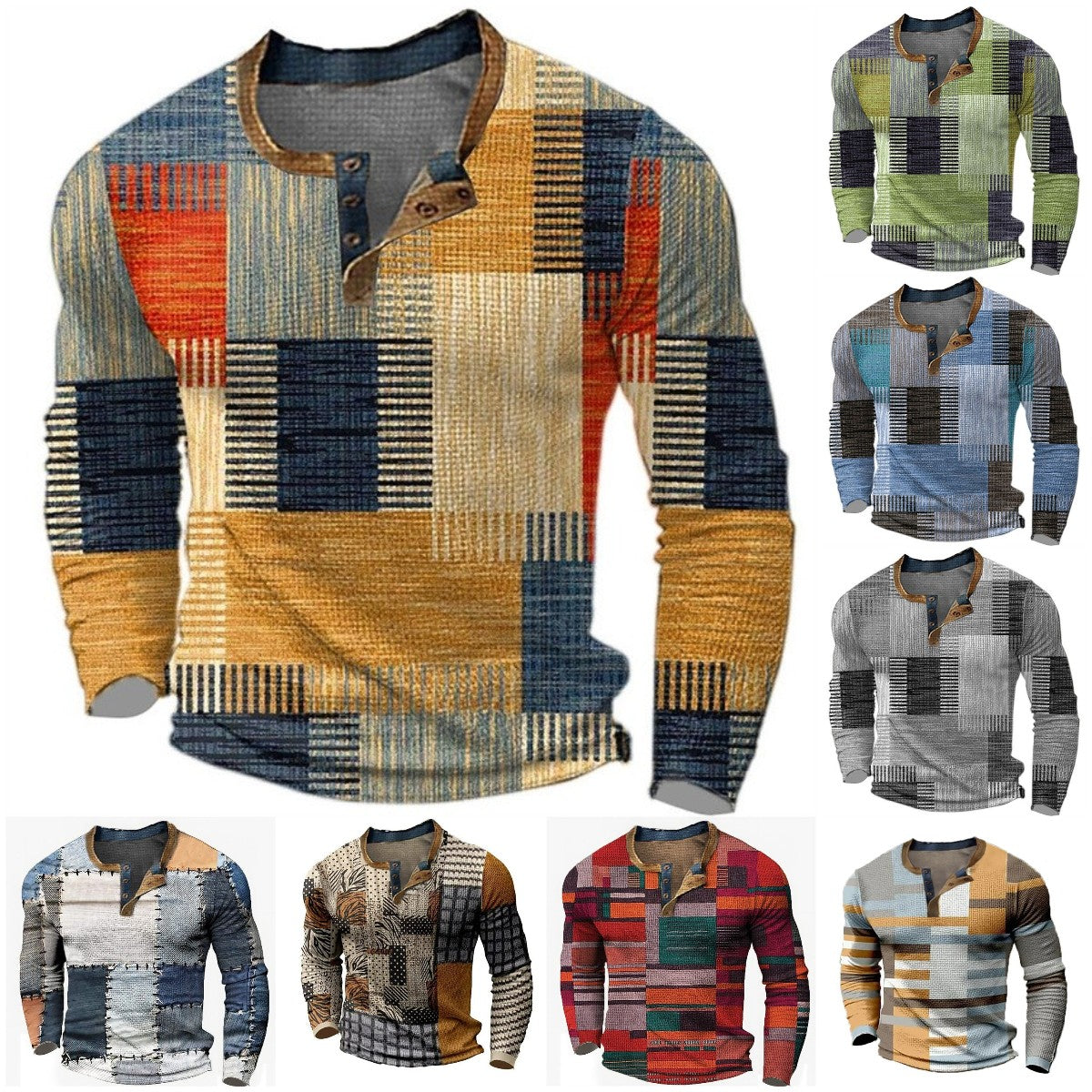 🎁😍[Wyprzedaż ograniczona czasowo] 👔[S-4XL] Męska koszulka z długim rękawem we wzór
