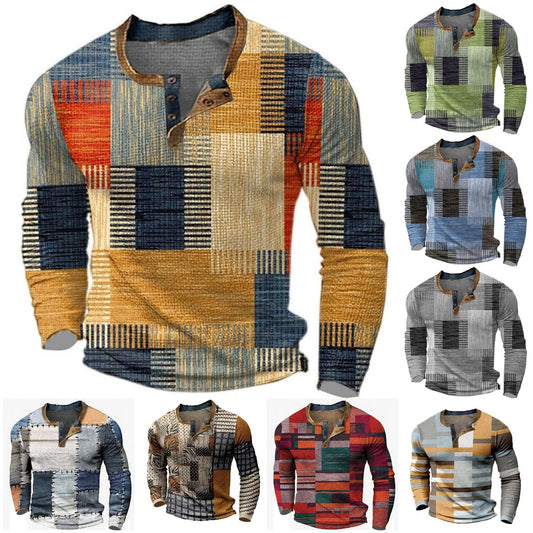 🎁😍[Wyprzedaż ograniczona czasowo] 👔[S-4XL] Męska koszulka z długim rękawem we wzór