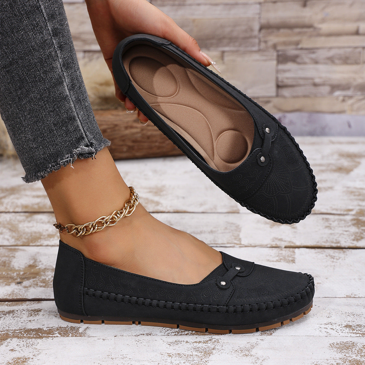 ✨50% έκπτωση✨【35-44】 Γυναικεία ορθοπεδικά παπούτσια, κατασκευασμένα από φυσικό δέρμα, ελαφριά, αντιολισθητικά, αναπνεύσιμα και άνετα.