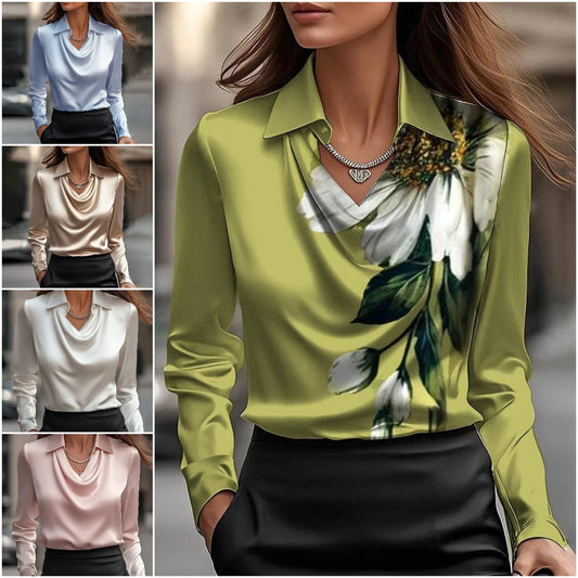 🔥【Νέα σεζόν】【S-3XL】🌷Γυναικεία μπλούζα με κομψό σχέδιο και ντραπαρισμένο γιακά
