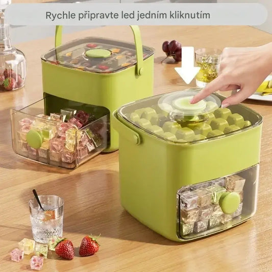 💞Prodáno přes 50 000 kusů! 💥🥤🧊 50% sleva! Výrobník ledu s funkcí úložiště: vyrobí 48 kostek ledu najednou, nepropustné víko 🏖️✅