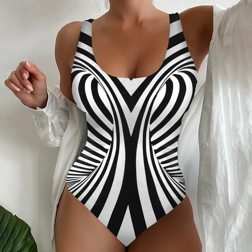 👙【S-6XL】Seksowny, jednoczęściowy kostium kąpielowy w paski