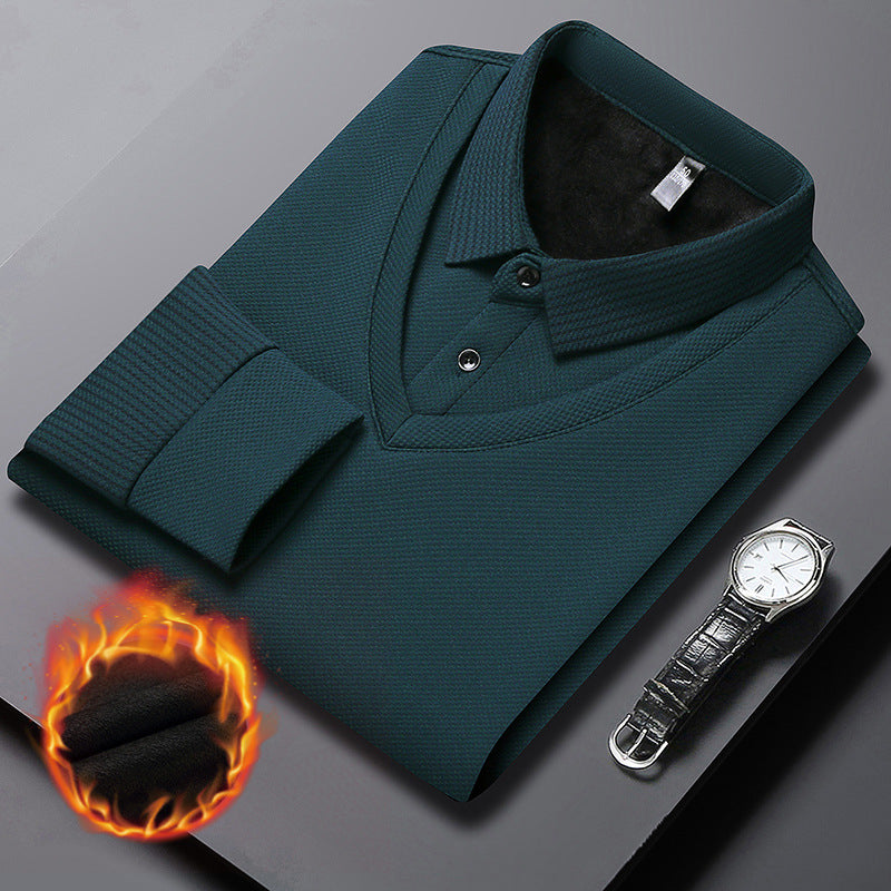 【M-4XL】 Polo majica v videzu dveh kosov z imitacijo črt v slogu patchworka