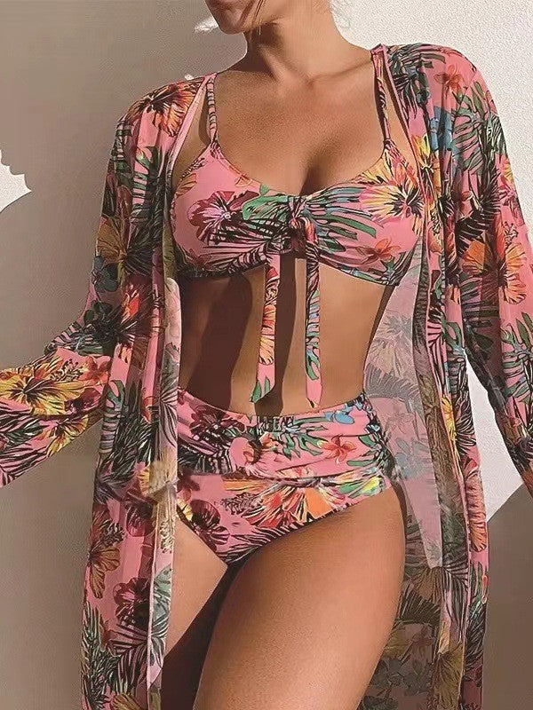👙☀️【S-2XL】【Zestaw trzyczęściowy】 2026 nowy stylowy szal, 3-częściowy zestaw strojów kąpielowych