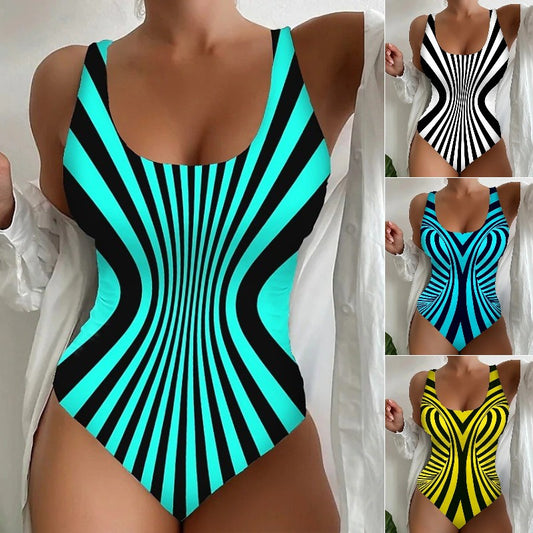 👙【S-6XL】Seksowny, jednoczęściowy kostium kąpielowy w paski