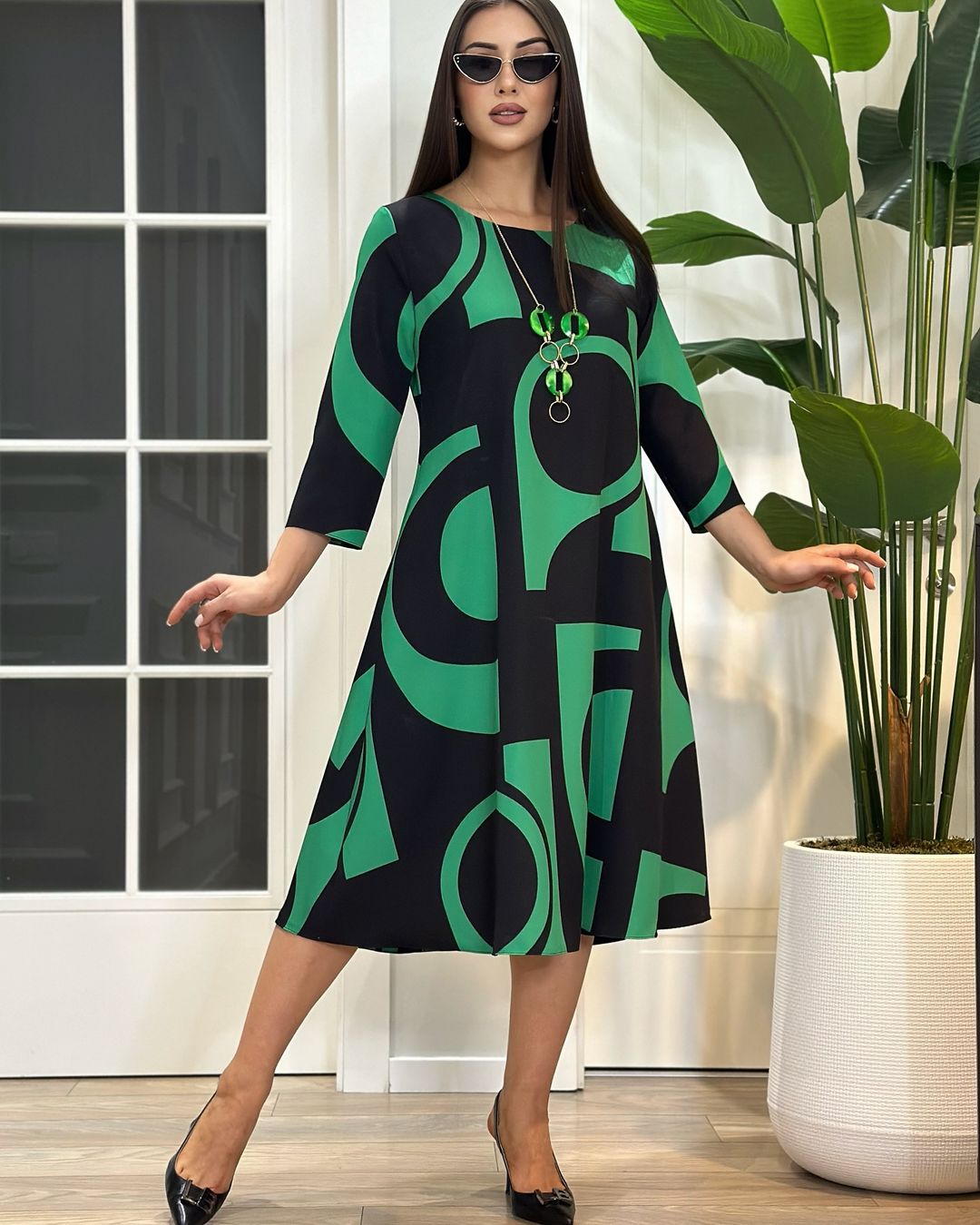 🔥Hit Sprzedaży 【Rabat 50%】👗👩【S-5XL】Nowa elegancka sukienka w geometryczne linie