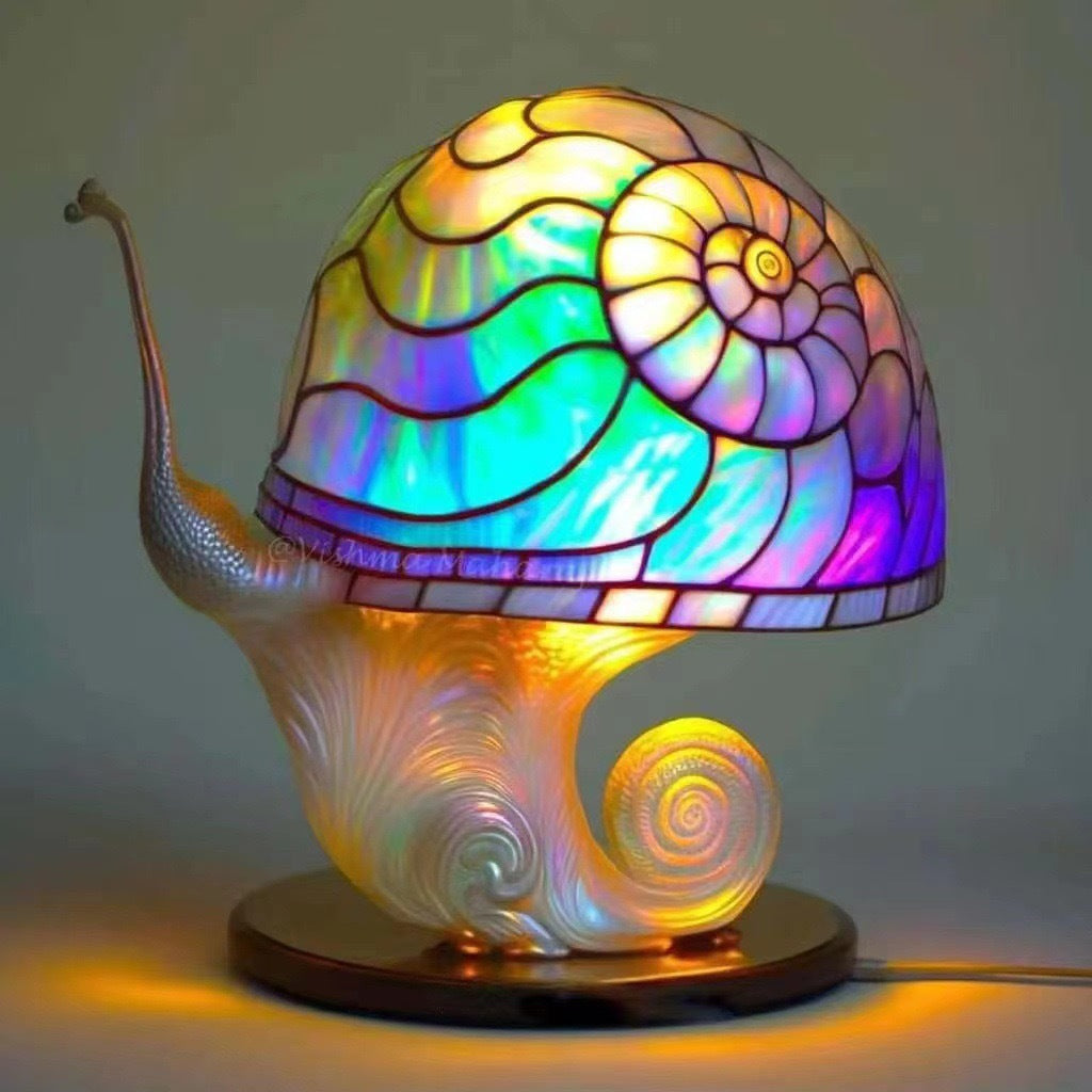 🍄Lampa stołowa w kształcie grzyba, witraż o tematyce roślinnej, retro lampka nocna, wykonana z kolorowej żywicy.