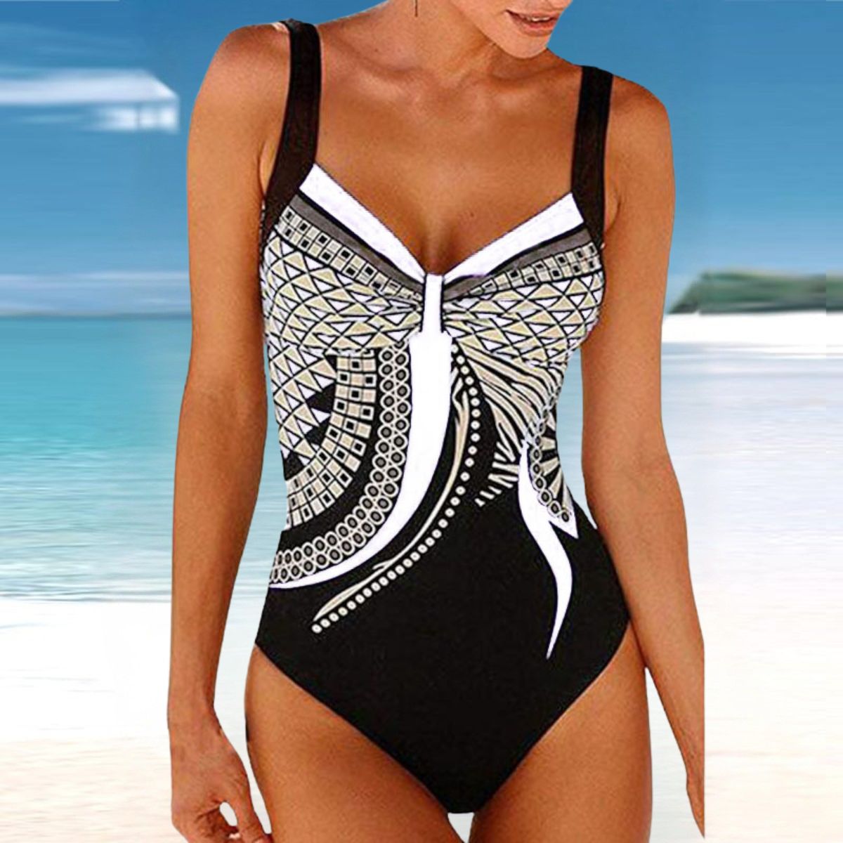【S-3XL】Nove enodelne kopalke z vintage vzorcem 2026 Nove enodelne kopalke z vintage tiskom