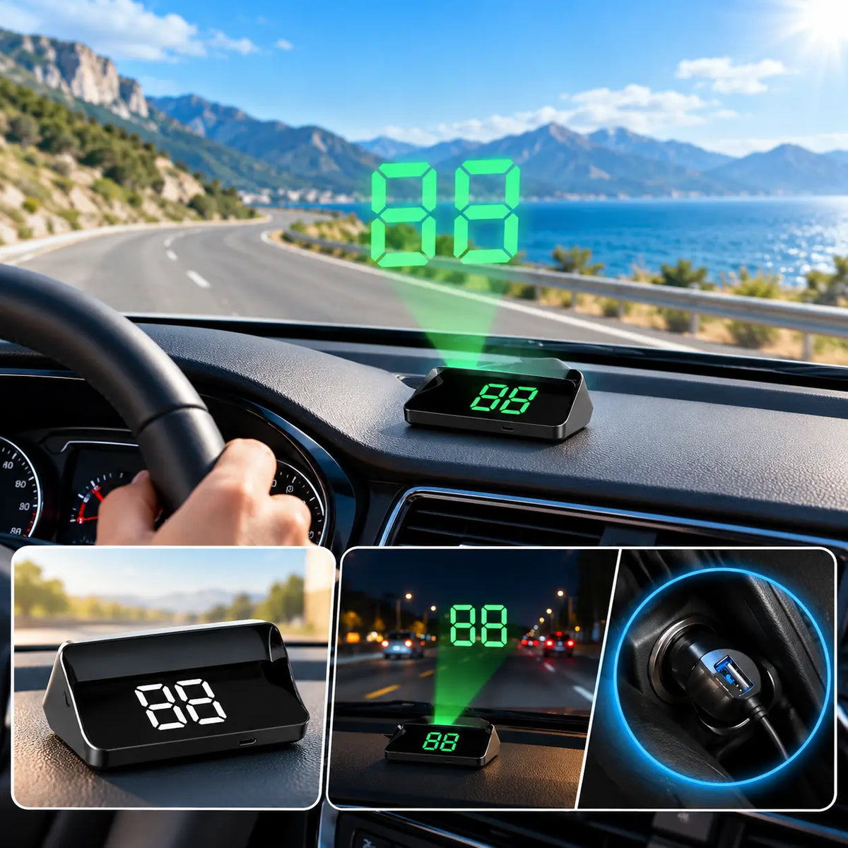 【Švýcarská vojenská GPS navigace „vyhýbající se trestu“】Nový GPS rychloměr a otáčkoměr s HUD displejem
