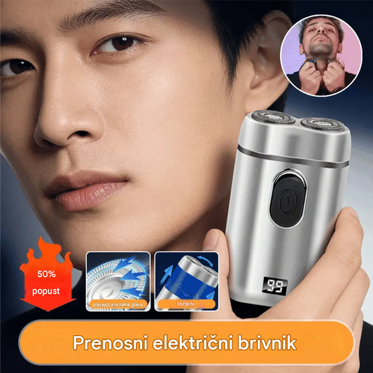 🧡【Zadnji dan, pol cene】Mini prenosni električni brivnik z magnetnimi vodoodpornimi dvojnimi rezili