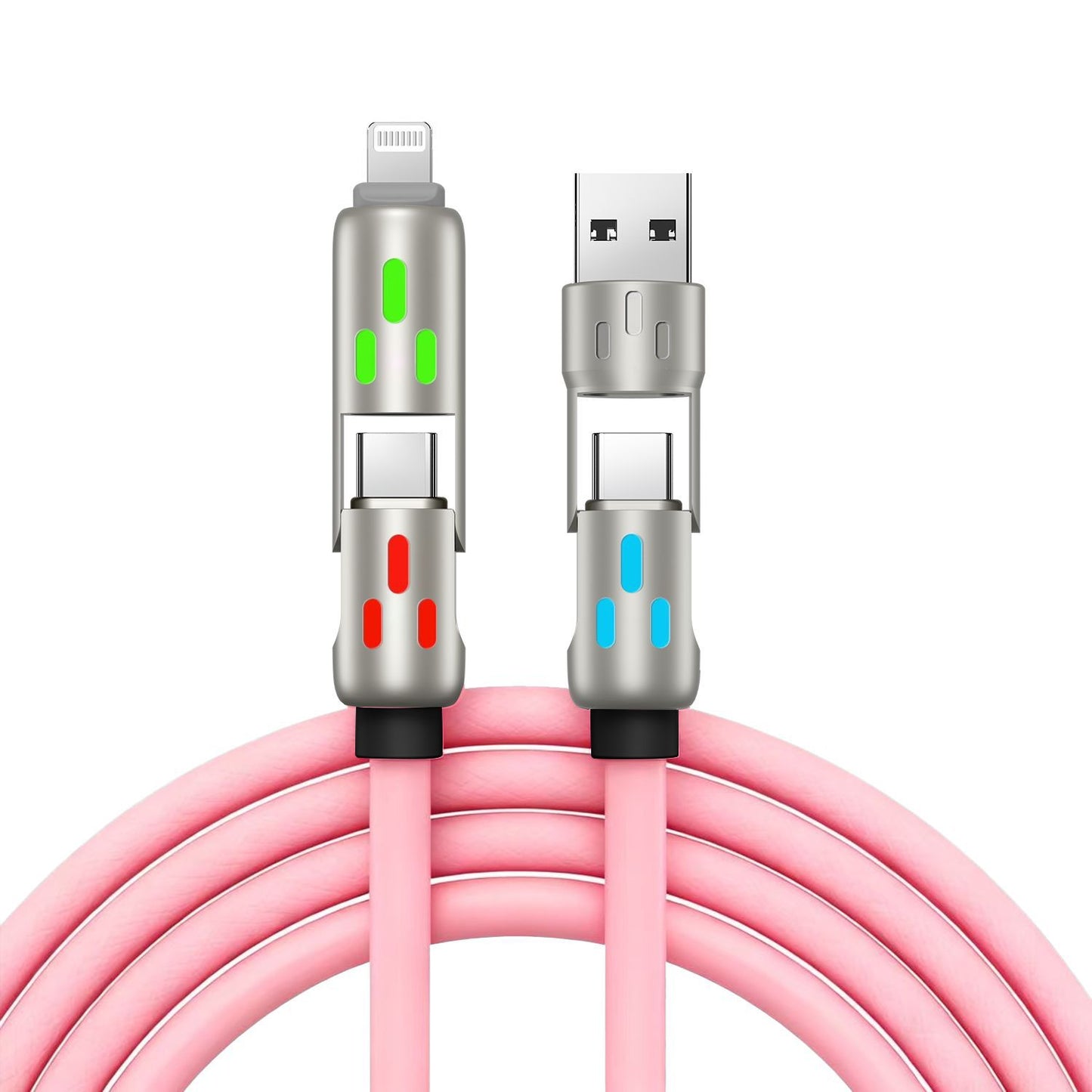 🔥 【2 kosa za 24 evrov】 🔥 (dolžina 2 metra) 4-v-1 kabel PD 240 W – hitro polnjenje USB‑C, Lightning in USB‑A, aluminij in silikon, sinhronizacija podatkov ⚡📱