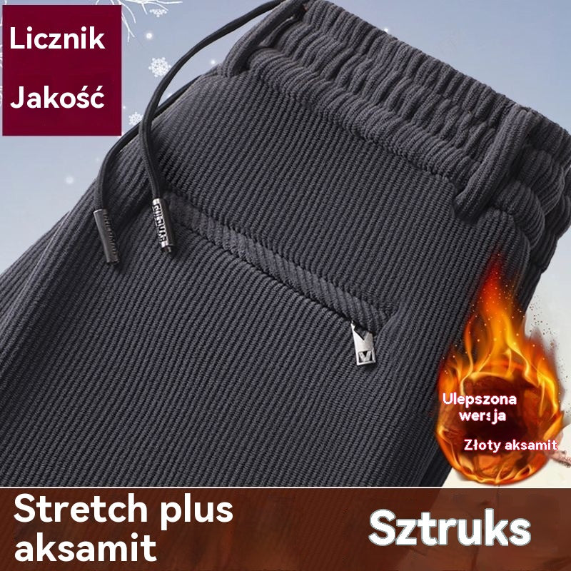 【M-5XL】Jesień i zima, aksamitne i aksamitne spodnie dresowe męskie, luźne spodnie casualowe