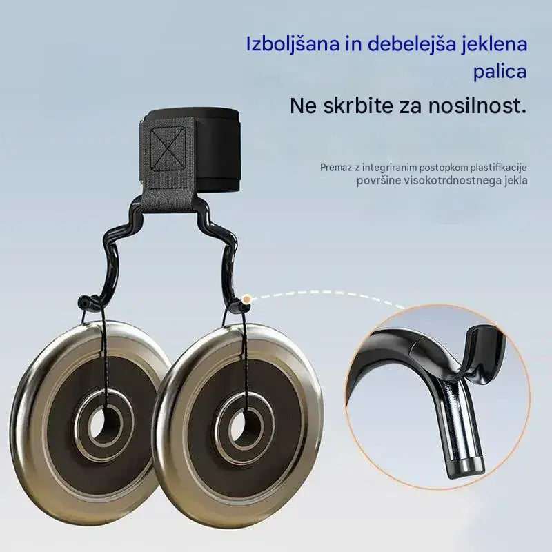 🔥Komplet dveh fitnes kavljev za bodybuilding in dvigovanje uteži; odlikujejo ju razširjena opora (125 mm), nedrseča trakova za zapestje in nosilnost 250 kg – idealna izbira za zgibe in mrtve dvige.