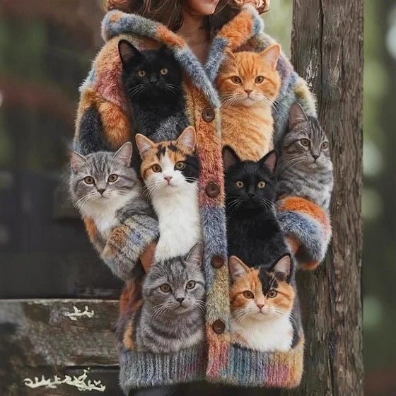 🔥🐾 [Polovična cena – omejena ponudba] Stilsko dovršena in prikupna ženska jakna s kapuco in živalskim vzorcem – popolna izbira za jesenske in zimske stajlinge 🧥✨