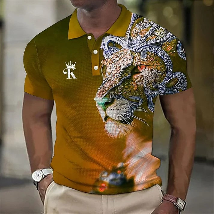 【S-6XL】Moška polo majica s 3D potiskom leva