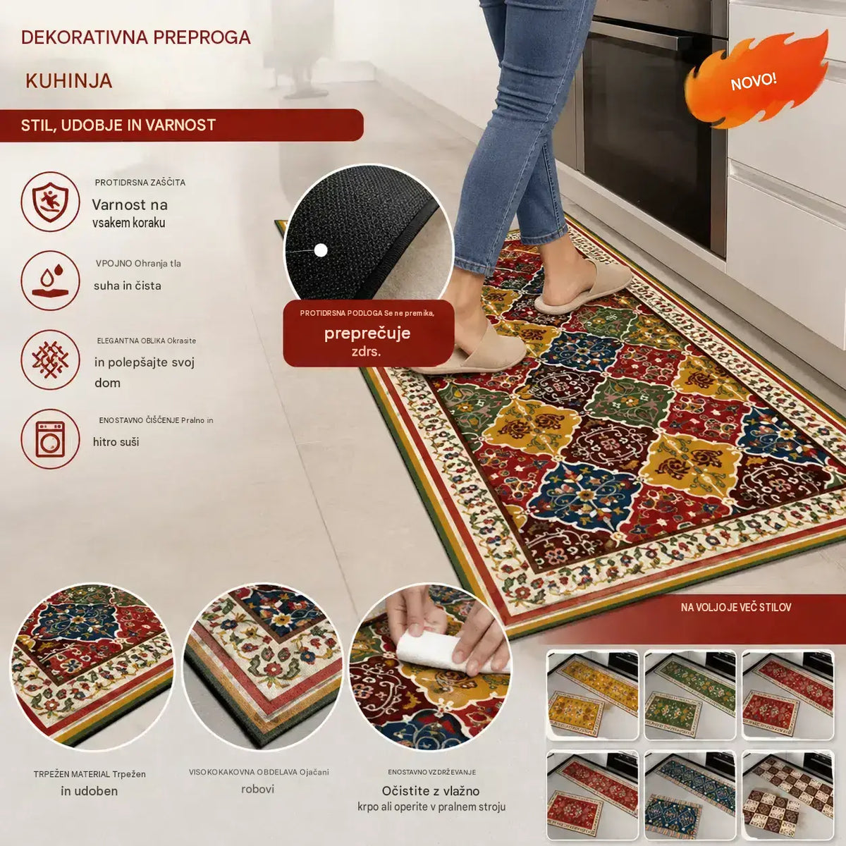 🛒Kupi 1, drugega dobiš brezplačno👉【40x60 + 40x120 cm】Odlično za domačo uporabo🔥Super vpojna preproga【Komplet 2 kosov】