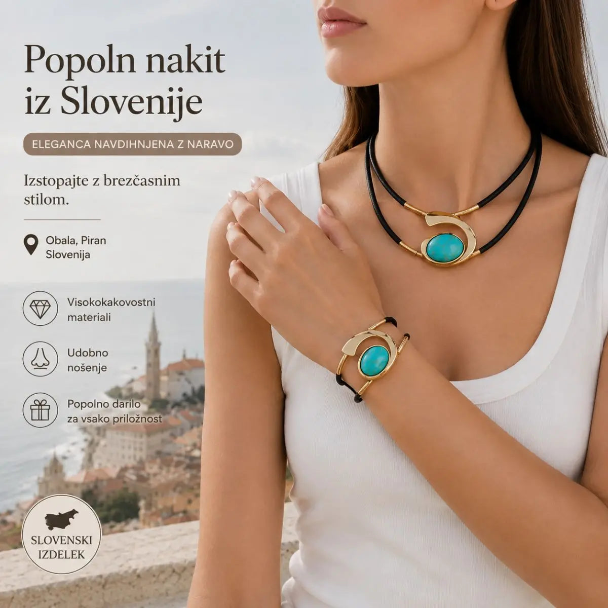 ✨🔥【Kupite enega, enega dobite brezplačno】Komplet ogrlice in zapestnice z dragimi kamni v boemskem slogu