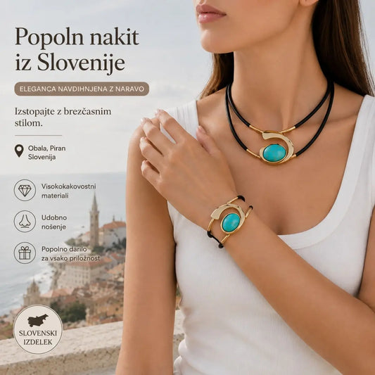 ✨🔥【Kupite enega, enega dobite brezplačno】Komplet ogrlice in zapestnice z dragimi kamni v boemskem slogu