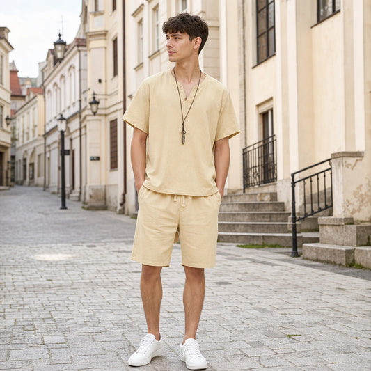🔥【M-5XL】【Góra + Spodnie】Nowy, modny męski komplet dresowy na co dzień✅Luźny✅Wygodny✅Oddychający