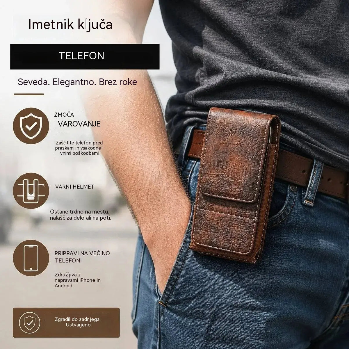 🔥 Etui za mobilni telefon s sponko za pas – magnetno zapiranje, trpežen in z režo za kartice