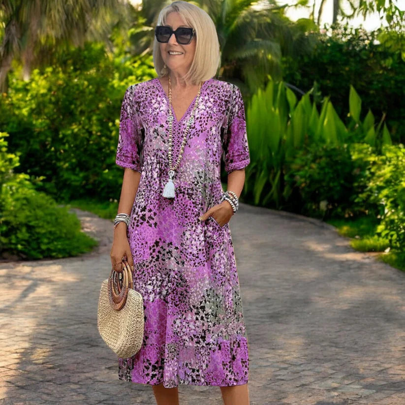 ✨💕【Novedad de verano🔥】【Tallas S-3XL】Vestido estampado ligero y fluido, corte ajustado - Compra uno y llévate el segundo con un 50% de descuento