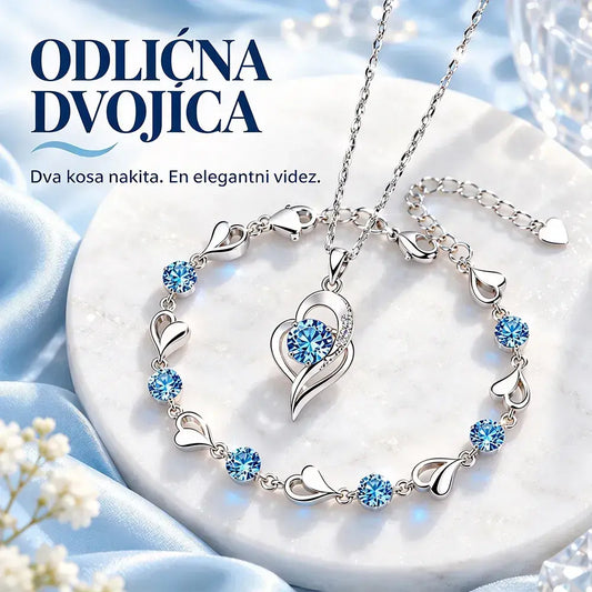 ✨💎💎【Zapestnica + ogrlica】Komplet zapestnice in ogrlice Srce oceana