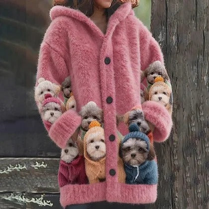 🔥🐾 [Polovična cena – omejena ponudba] Stilsko dovršena in prikupna ženska jakna s kapuco in živalskim vzorcem – popolna izbira za jesenske in zimske stajlinge 🧥✨