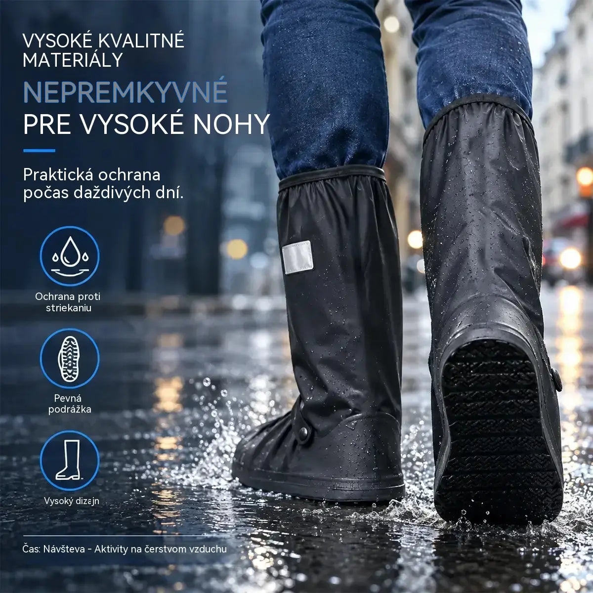 ☔☔Nejlepší ochrana před deštěm! Vysoké nepromokavé návleky na boty (výška 40 cm)! Silná protiskluzová podrážka · Odolné PVC · K dispozici v černé a průhledné barvě!
