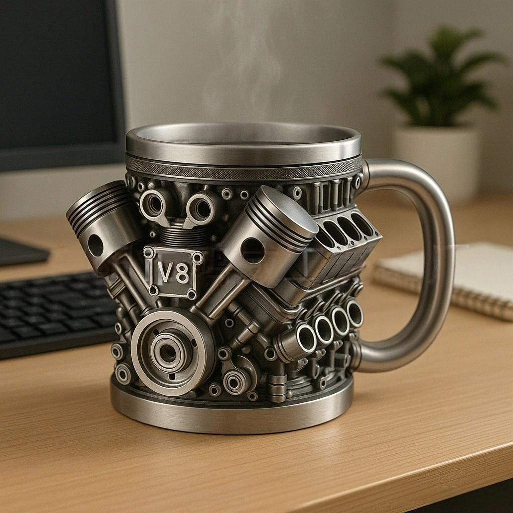🎁☕Kavni vrček iz nerjavečega jekla Creative Engine V6V8
