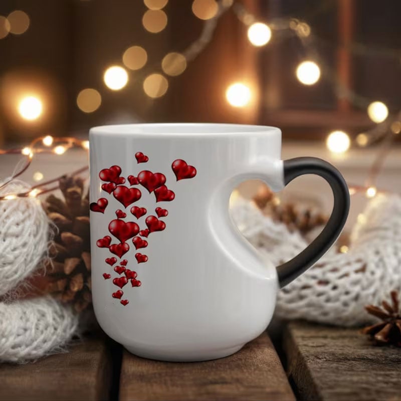 ⏰Valentinova keramična skodelica v obliki srca, ki spreminja barvo💝✨
