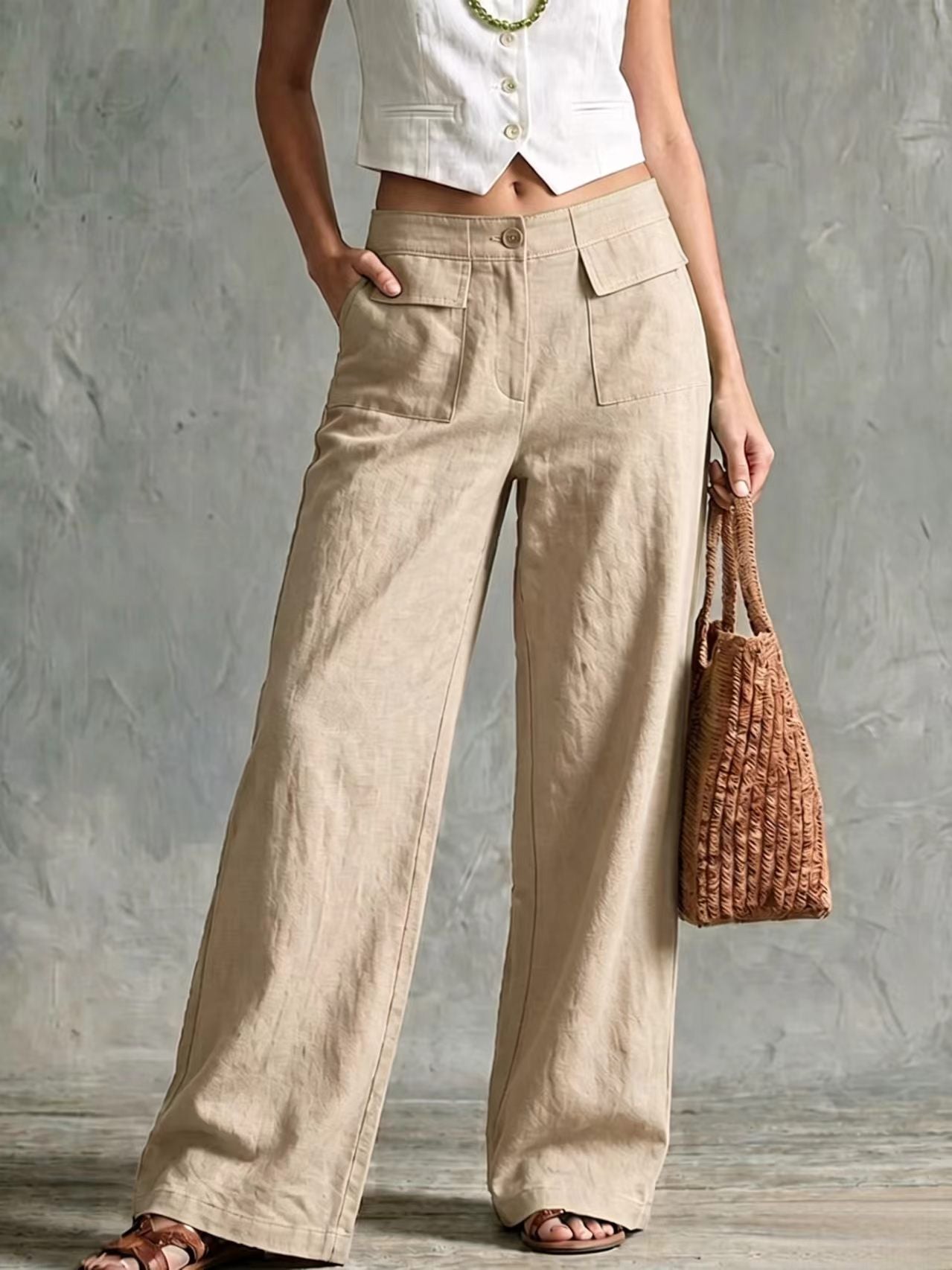 【S-3XL】Ženske ohlapne hlače iz bombaža in lana, za vsak dan👖✨