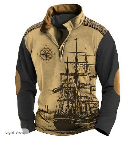 😎【S-5XL】Moški pulover s kapuco in polovično zadrgo, 3D potisk, udoben, topel in moderen za hladne dni