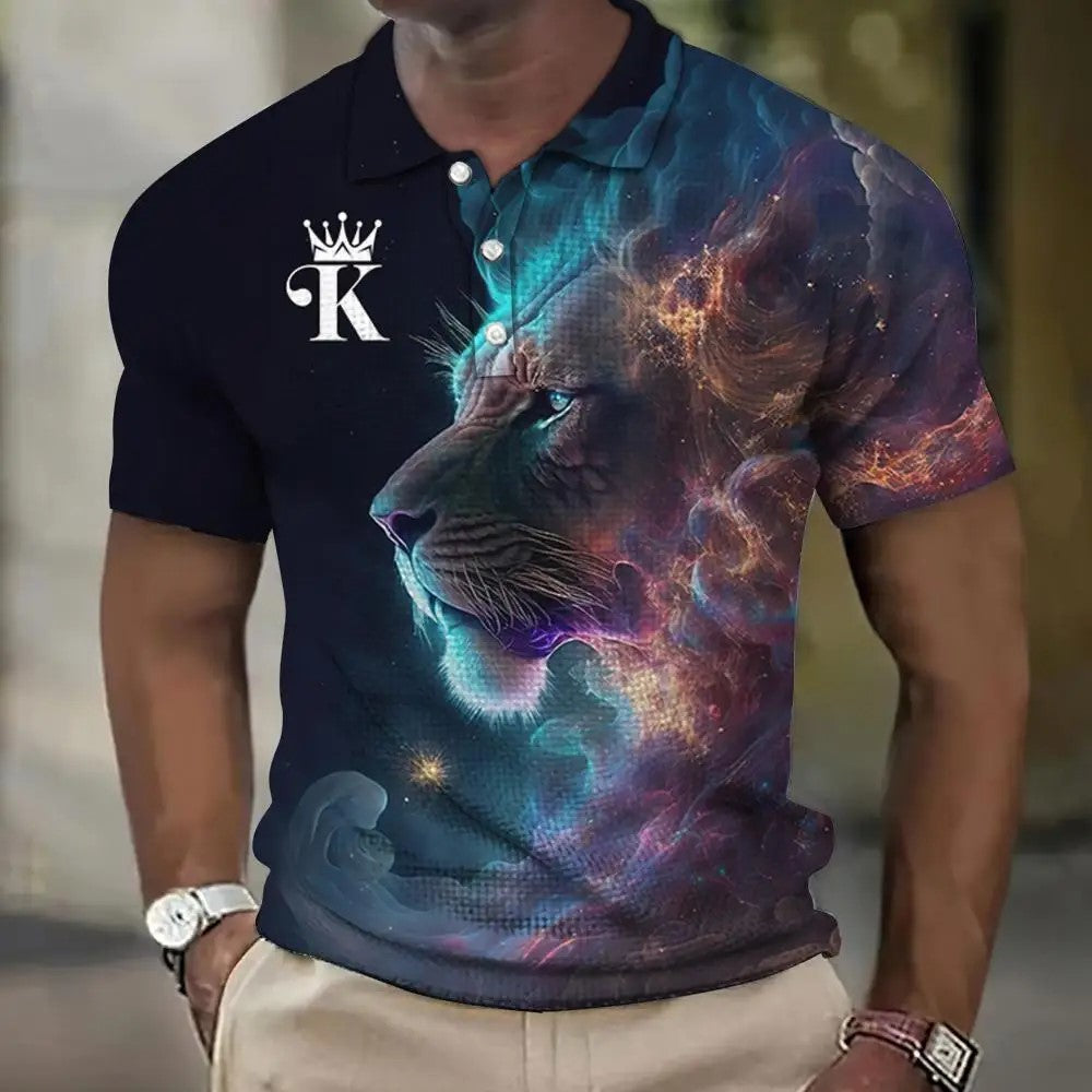 【S-6XL】Moška polo majica s 3D potiskom leva