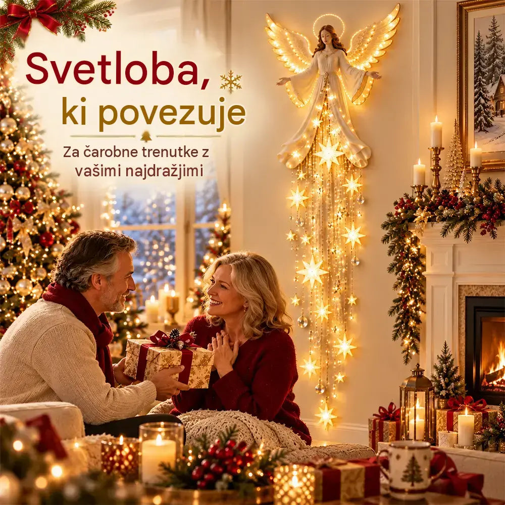 🎄💡 Stenska lučka Starfall »Angelov blagoslov« – božična stenska dekoracija