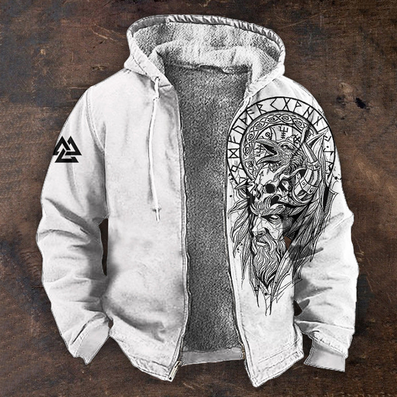 🧥✨【S-5XL】🔥Νέα ανδρική μπλούζα με κουκούλα και φερμουάρ, ρετρό, με τρισδιάστατη ψηφιακή εκτύπωση