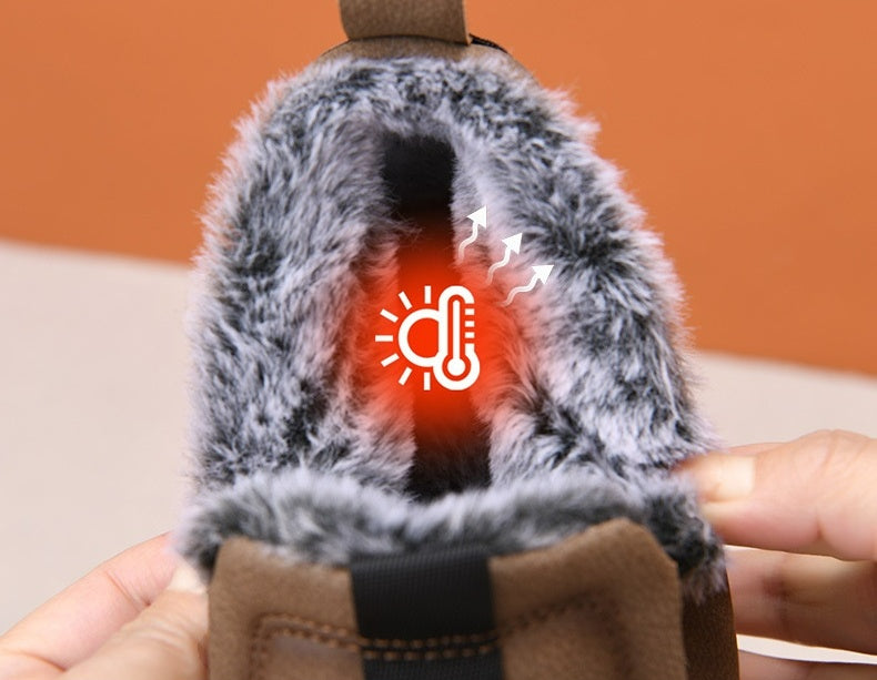 Moški topli čevlji za prosti čas, okrogel prst, topli in udobni, nedrseči in trpežni 【39-47】