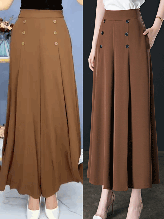 【M-5XL】Modna, drapowana spódnica damska z szerokimi nogawkami i wysokim stanem