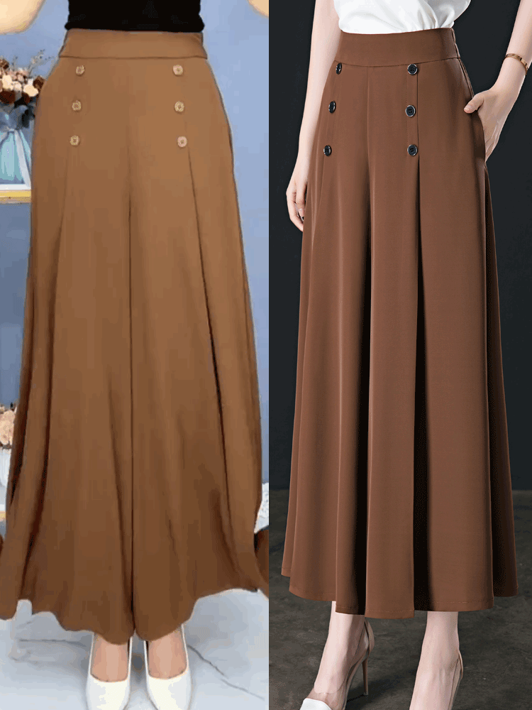 【M-5XL】Modne damskie spodnie z szerokimi nogawkami, drapowaniem i wysokim stanem