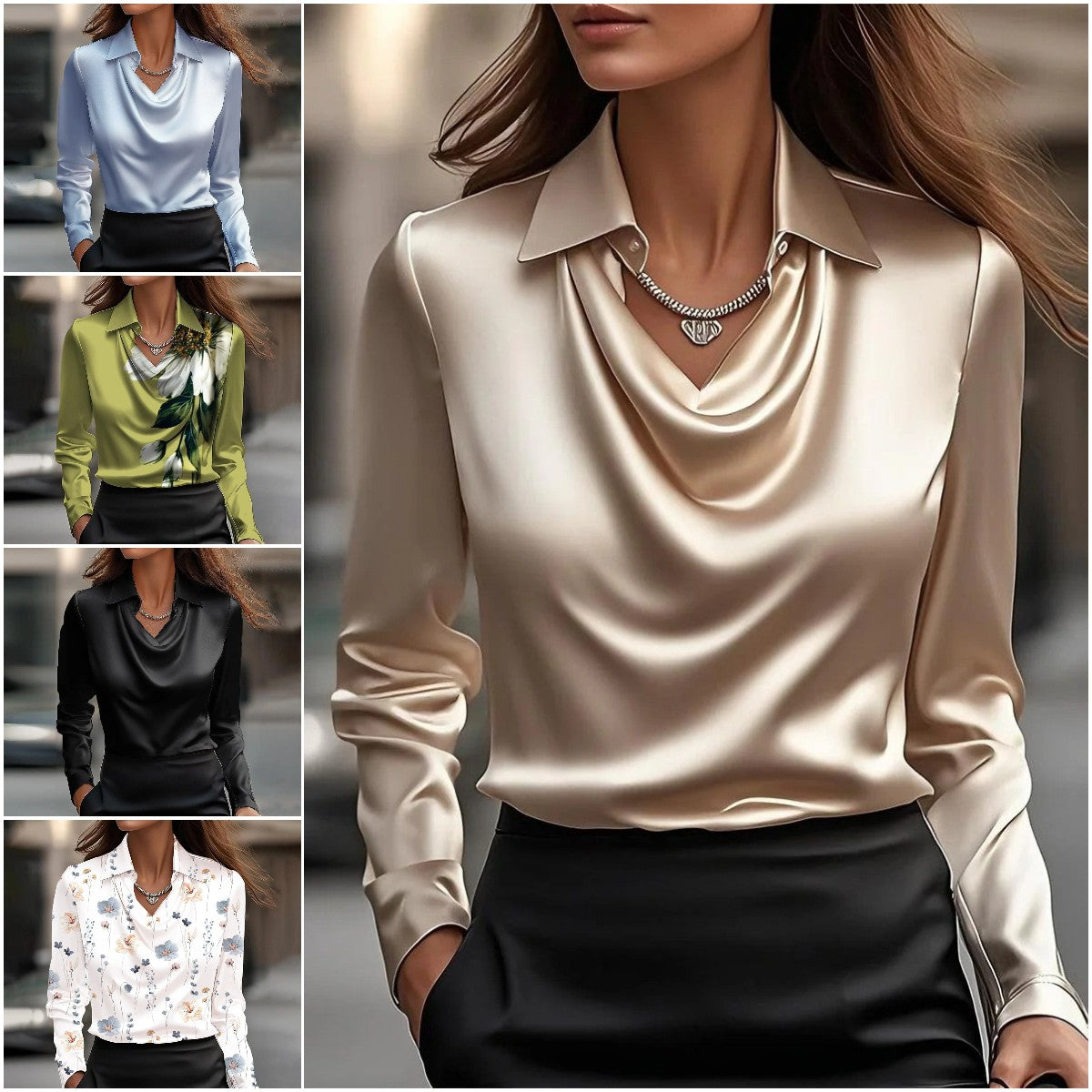 🔥【Νέα σεζόν】【S-3XL】🌷Γυναικεία μπλούζα με κομψό σχέδιο και ντραπαρισμένο γιακά