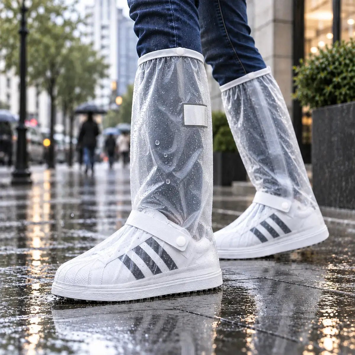 ☔☔Nejlepší ochrana před deštěm! Vysoké nepromokavé návleky na boty (výška 40 cm)! Silná protiskluzová podrážka · Odolné PVC · K dispozici v černé a průhledné barvě!